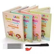 Magic Book for Kids Writing and Drawing 4 Books 1 Magic Pen and 10 Magic Refills Handwriting Practice