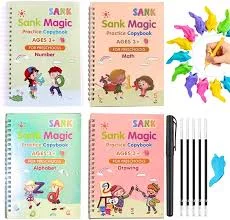 Magic Book for Kids Writing and Drawing 4 Books 1 Magic Pen and 10 Magic Refills Handwriting Practice