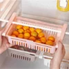 Adjustable Fridge Storage Basket Expandable Fridge Storage Rack Plastic Fridge Space Saver Food Organizer Tray