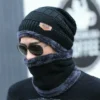 Winter Knitting Skull Cap and Neck Scarf Wool Warm For Men and Women