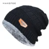 Winter Knitting Skull Cap and Neck Scarf Wool Warm For Men and Women