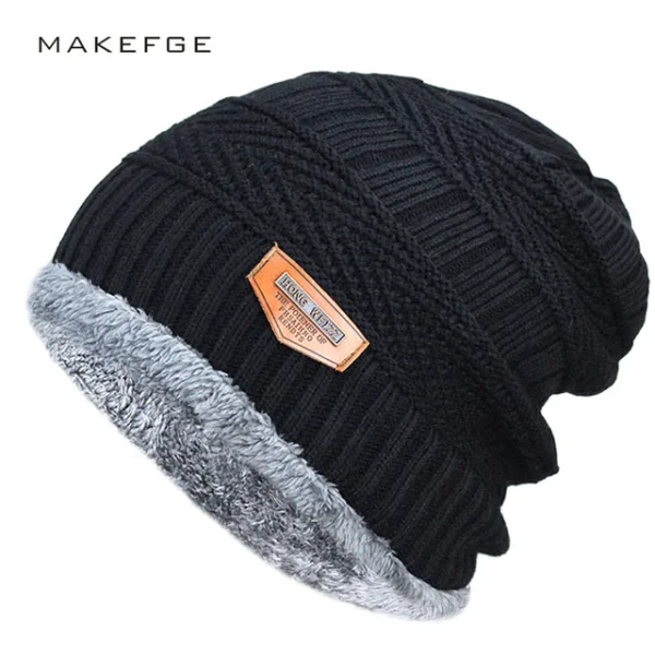 Winter Knitting Skull Cap and Neck Scarf Wool Warm For Men and Women
