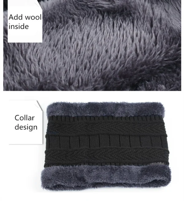 Winter Knitting Skull Cap and Neck Scarf Wool Warm For Men and Women