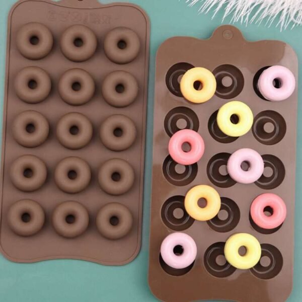 Silicone Chocolate Mold 15 Cavity Donut Ring Maker Mold