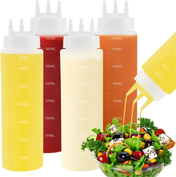 3 Hole Squeeze Bottle, 3 Hole Oil Dispensing Bottles for for Ketchup Sauces Syrup Dressings Arts Crafts Dispenser