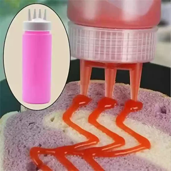 3 Hole Squeeze Bottle, 3 Hole Oil Dispensing Bottles for for Ketchup Sauces Syrup Dressings Arts Crafts Dispenser