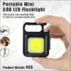COB Rechargeable Keychain Light 3 Modes Mini Flashlight Keychain