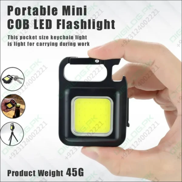 COB Rechargeable Keychain Light 3 Modes Mini Flashlight Keychain
