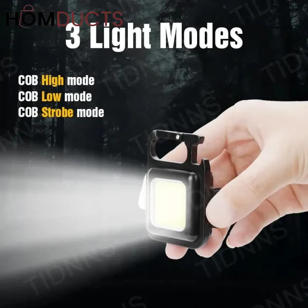 COB Rechargeable Keychain Light 3 Modes Mini Flashlight Keychain
