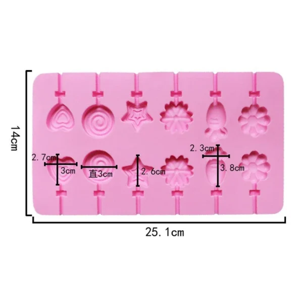 Multi Design Silicone Lollipop Mold 12 Cavity