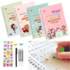 Set of 4 Sank Magic Learning Book with Magic Pen , Practice book For Montessori children Tracing Handwriting