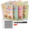 Set of 4 Sank Magic Learning Book with Magic Pen , Practice book For Montessori children Tracing Handwriting