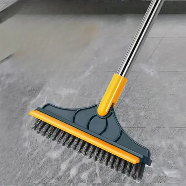 Bathroom Cleaning Brush with Wiper 2 in 1 Tiles Cleaning Brush Floor Scrub Bathroom Brush with Long Handle 120°
