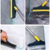 Bathroom Cleaning Brush with Wiper 2 in 1 Tiles Cleaning Brush Floor Scrub Bathroom Brush with Long Handle 120°