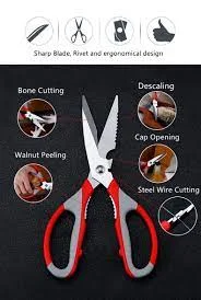 Kitchen Scissors Stainless Steel Meat & Vegetable Cutter with Built-In Nut Cracker & Bottle Opener