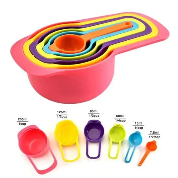 6 Pcs Multi Measuring Spoon Cup Set Multicolor