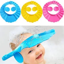 Silicone Baby Head Cover With Eyes And Ear Protection - Shower Cap - Random Color