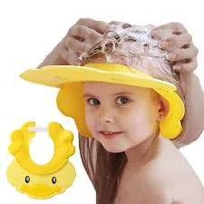 Silicone Baby Head Cover With Eyes And Ear Protection - Shower Cap - Random Color