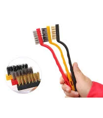 3Pc Wire Brush Cleaning Tool Set (Brass, Nylon, Stainless Steel Bristles)