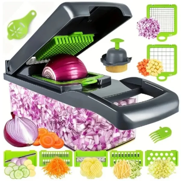 16 in 1 Multifunctional Vegetable Chopper Slicer Shredder with Basket Fruit Slicer Potato Shredder Carrot Grind