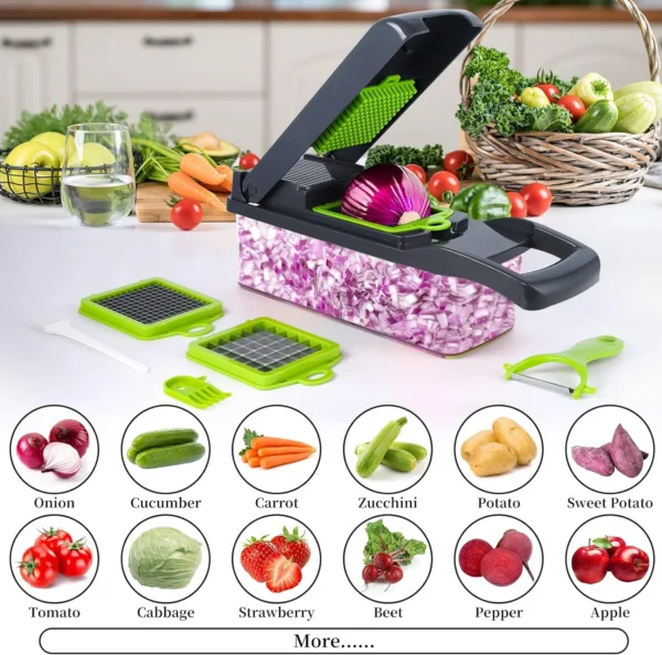16 in 1 Multifunctional Vegetable Chopper Slicer Shredder with Basket Fruit Slicer Potato Shredder Carrot Grind