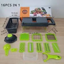 16 in 1 Multifunctional Vegetable Chopper Slicer Shredder with Basket Fruit Slicer Potato Shredder Carrot Grind