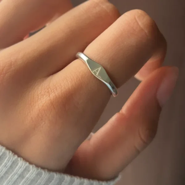 Customized Initial Letter Ring - Adjustable