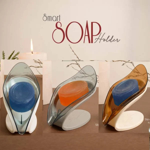 Smart soap holder very stylish and high quality leaf shape for bathroom and kitchen household essentials self adhesive soap dispenser