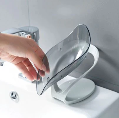 Smart soap holder very stylish and high quality leaf shape for bathroom and kitchen household essentials self adhesive soap dispenser