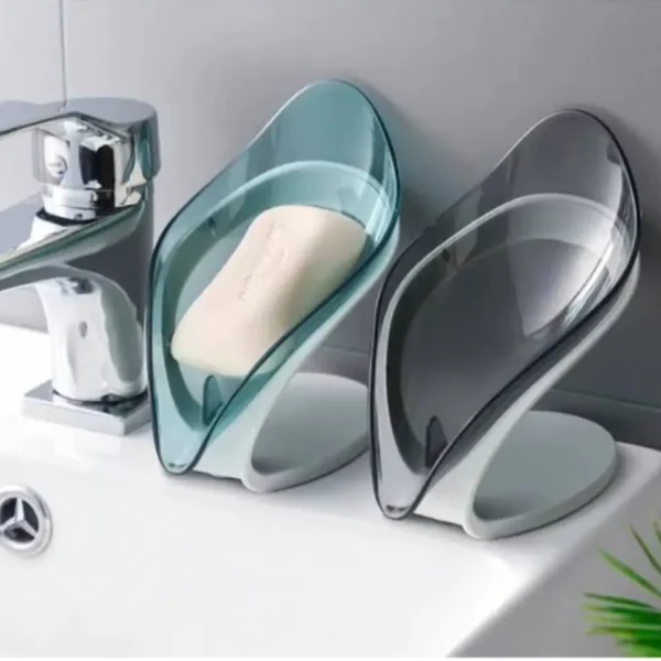 Smart soap holder very stylish and high quality leaf shape for bathroom and kitchen household essentials self adhesive soap dispenser