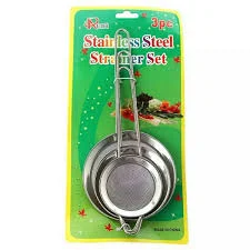 Pack of 3 - Steel Mesh Tea Strainer - Silver Kitchen Tools and Accessories