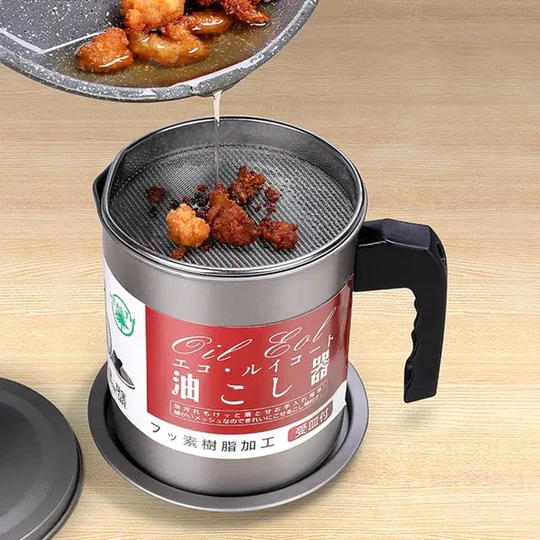 Oil Jug - Stainless Steel Oil Filter Pot 100% Imported - Fat Separator and Storage Container