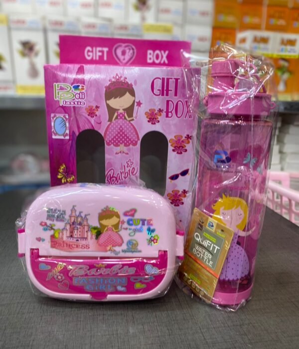 Big Size Kids School Lunch & Bottle Gift Box (random design)