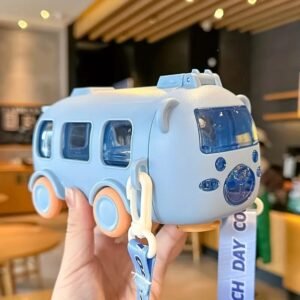 Cute Bus Shaped Water Bottle for Kids - 500ml with Straw - Stylish & Fun for School | bus water bottle | cute bus shaped water bottle