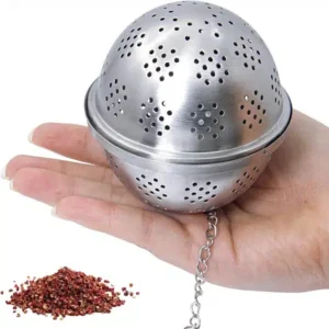 Tea Ball Filter With Extended Chain Hook For Enhancing Soups