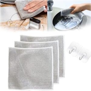 3pcs Non-Scratch Scrubbing Wire Dishwashing Cloth